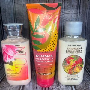 Lot of 3 Bath & Body Works Bahamas Passionfruit & Banana Flower & Sun Lotion